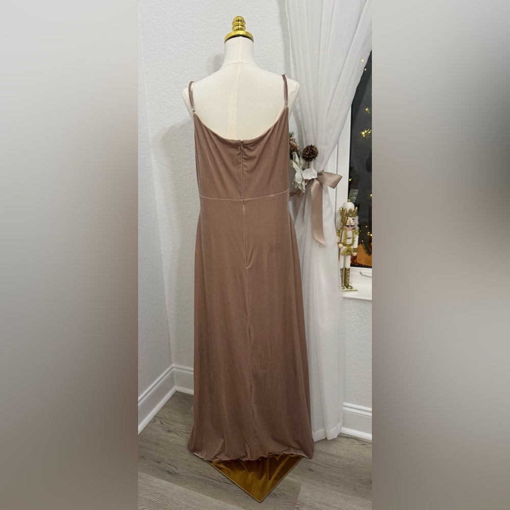 REVERLY Skye Velvet Champagne Cowl Neck Maxi Dress Bridesmaid Size 14 WORN ONCE - Picture 7 of 10